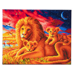 CAK-A61: "Lion Family" Framed Crystal Art Kit, 40 x 50cm