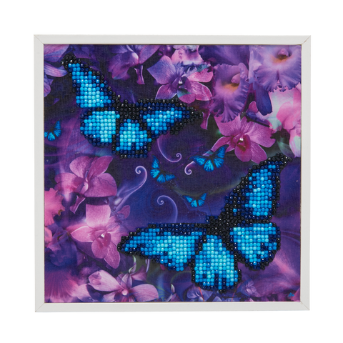 CAK-2020E: "Blue Violet Butterflies" Framed Crystal Art Kit, 20x20cm (SMALL)