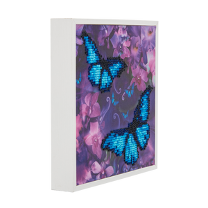 CAK-2020E: "Blue Violet Butterflies" Framed Crystal Art Kit, 20x20cm (SMALL)