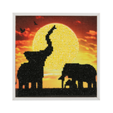 CAK-2020F: "Elephant Family" Framed Crystal Art Kit, 20x20cm (SMALL)