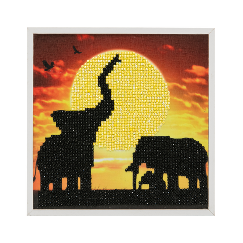 CAK-2020F: "Elephant Family" Framed Crystal Art Kit, 20x20cm (SMALL)