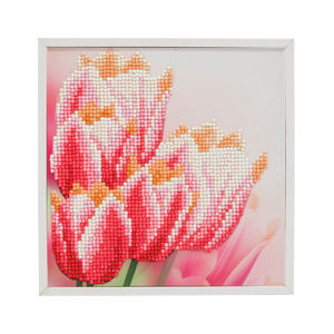 CAK-2020D: "Pink Tulips" Framed Crystal Art Kit, 20x20cm (SMALL)