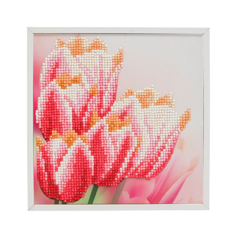 CAK-2020D: "Pink Tulips" Framed Crystal Art Kit, 20x20cm (SMALL)