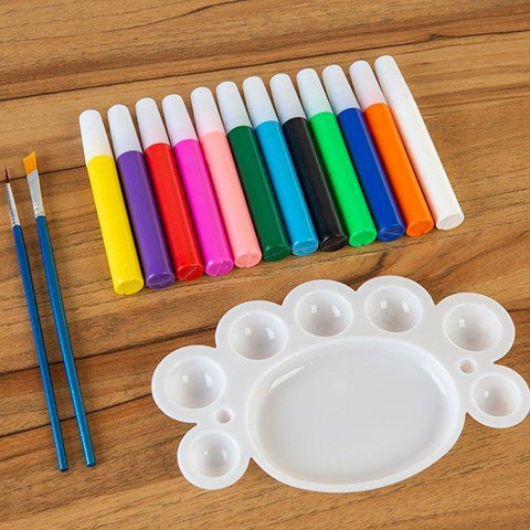 Craft Buddy Set of 12 Fabric Paints, Brushes, Pallet and Mixing Chart