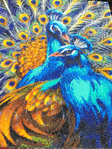 CAK-JB1: "Blue Rapsody Peacocks" Framed Crystal Art Kit 40 x 50cm (Large)