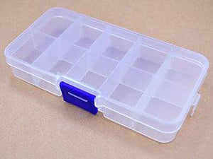 SMALL 10-compartment Adjustable Plastic Storage Box with Lid, 13 x 7 x 2cm