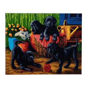 CAK-A58: "Black Labrador Pups" Framed Crystal Art Kit, 40 x 50cm