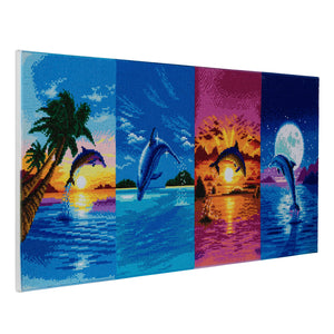 CAK-A64: "Day of the Dolphin" Framed Crystal Art Kit, 40 x 90cm