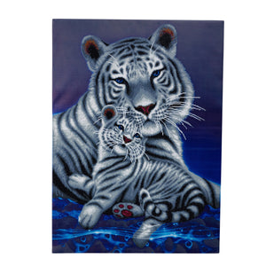 CAK-A65: "Loving Embrace White Tigers" Framed Crystal Art Kit, 65 x 90cm (Giant Kit)