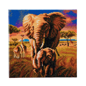 CAK-A68: "Elephant of Savannah" Framed Crystal Art Kit 30 x 30cm (Medium)