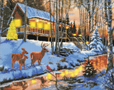 CAK-XLED11 "Highland Cabin" Framed LED Crystal Art Kit - 40 x 50 (With Special Effects)