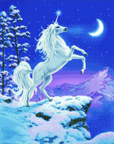 CAK-XLED14: "Moonlight Unicorn" Framed LED Crystal Art Kit - 40 x 50 (With Special Effects)