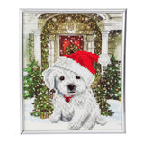 CAM-21: "Festive Pup" Crystal Art Picture Frame Kit, 21 x 25cm (Partial)