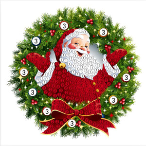 Santa Wreath   - "Christmas" Crystal Art Motifs (With Tools) - CAMK-49