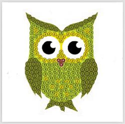 Green Owl - "Spring" Crystal Art Motifs (With tools)