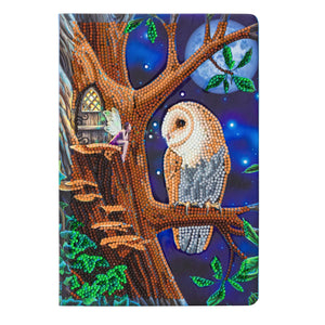 CANJ-1 "Owl and Fairy Tree" Crystal Art Notebook Kit, 26 x 18cm