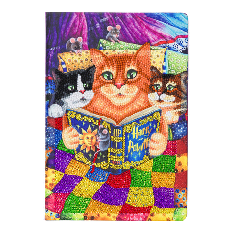 CANJ-2 "Kitten Bedtime Stories" Crystal Art Notebook Kit, 26 x 18cm