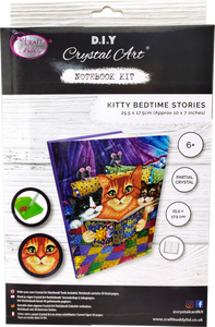 CANJ-2 "Kitten Bedtime Stories" Crystal Art Notebook Kit, 26 x 18cm