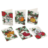 Set of 6 "Christmas" Crystal Card Kits - White, 10 x 15cm each