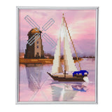 CAM-25: "Boat Windmill" Crystal Art Picture Frame Kit, 21 x 25cm