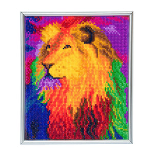 CAM-14: "Rainbow Lion" Crystal Art Picture Frame Kit, 21 x 25cm