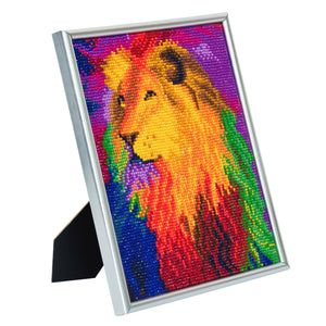 CAM-14: "Rainbow Lion" Crystal Art Picture Frame Kit, 21 x 25cm