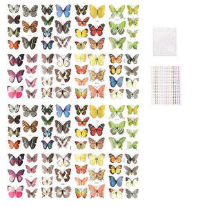 16 Pack 3D Butterflies & 2 Pack Assorted 3mm Adhesive Gems