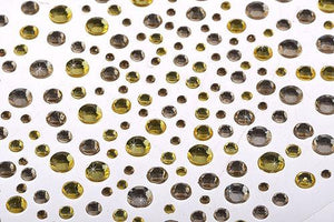 325 x 2,3,4,5mm Gold/Brown Self Adhesive Gems