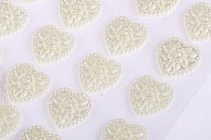 24 x 17mm 3D Pearl Heart Self Adhesive Gems