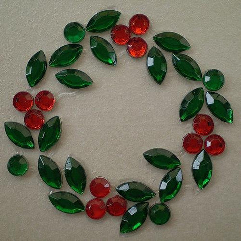 6 x Christmas Wreath Gems (XM06)