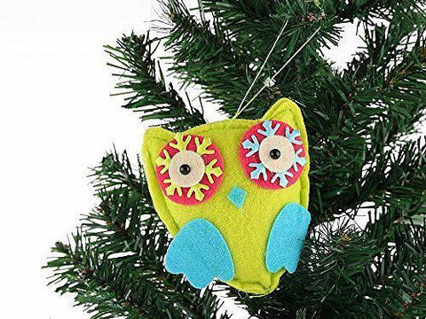 8cm Psychadelic Fabric Owl Xmas Tree Decoration