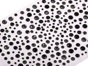 325 x 2,3,4,5mm Black/Grey Self Adhesive Gems