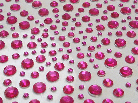 325 x 2,3,4,5mm Hot Pink Self Adhesive Gems