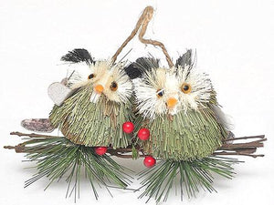 18cm 2 Owls on a Branch Christmas Tree Decoration