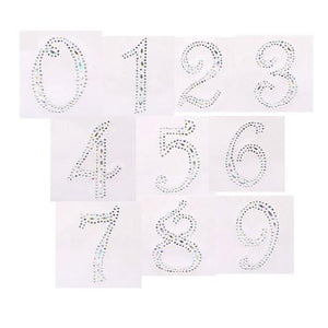 2 x Self Adhesive Stick on AB Clear Rhinestone Numbers Gems