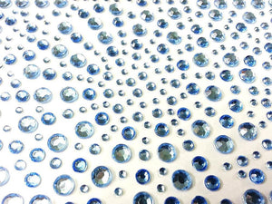 325 x 2,3,4,5mm Baby Blue Self Adhesive Gems