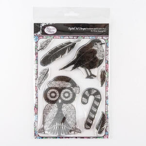Feathers and Festive Fun - Crystal Art A5 Christmas Stamp Set - CCST7