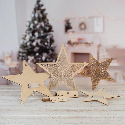Craft Buddy Set of 2 Light up! Laser cut Star Decorations